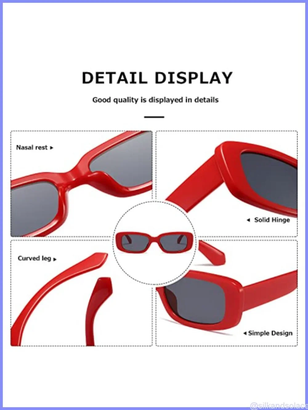 Retro Square Sunglasses UV400 Full Frame Shades for Outdoor